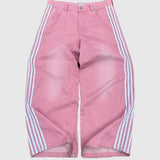 Vintage Street Striped Jeans Men Y2k Harajuku Casual Broad-Legged Trousers Gothic Straight-Tight Trousers 68HZ