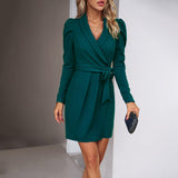 Dili Dress 2025 Autumn And Winter Femininity Elegant Long Sleeves Waist Short Dress