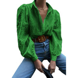 Dili 2025 Spring And Summer Casual Loose Fashion Hollow Bubble Sleeves Top Women's Clothing