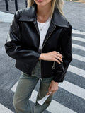Dili Senior Simple Long-Sleeved Leather Coat Women's Clothing 2025 Autumn And Winter