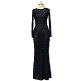 Autumn New Fashion Temperament Long-Sleeved Dress Round Collar Collar Slimming Dress