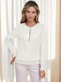 Women's Fashion Casual Loose Round-Neck Long-Sleeved Top Solid Color T-Shirt Women's Coat