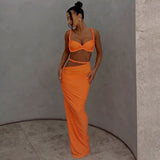 Spring/Summer 2025 New Slimming Half-Body Bust Dress Solid Color Sexy Suspension Dress Set