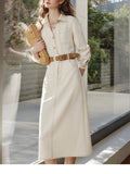 Commuting Aesthetic Texture Twill Imitation Of The Denim New Shirt Straight Dress Inside The Skirt Skirt
