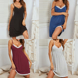 Summer Ladies Home Clothes Lace Spliced Pajamas Mordelled Cotton Sling Pyjamas Maid