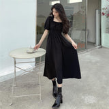 French Black Lady Dress Women's Spring Dress New Femininity Collar Showing Thin Sleeves To The Waist Hepburn Style Dress 68HZ