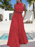 Women's Casual Fashion Sleeveless Pocket Dress Dress Two-Piece Suit Women