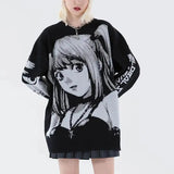 Two-Dimensional Anime Sweater Women In Harajuku Wind Round Knitted Knitted Jersey Hip Hop Dark Women's Clothing 68HZ
