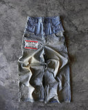 Double Waist Ripped-Print Jeans Men Y2k Street Goth Loose Leisure Straight Pants Tide 68HZ