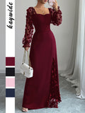 Dili Elegant Temperament Hollow Long Sleeve Long Skirt Dress Women's Dress 2025 Autumn And Winter
