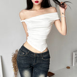 2025 Summer New Women's Street Fashion Sexy Word Open-Umbilated T-Shirt Girl 68HZ