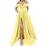 Summer Women's New Sexy Elegant Faley Noodles Solid Dark V Dress Bridesmaid Dress Evening Dress