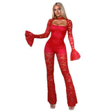 Autumn/Winter 2025 New Sexy Boobs Opening Fashion Horn Sleeve Lace Trousers