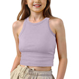 2026 New Short Sleeveless Children's Small Vest Spring And Summer Solid Color Thread Sleeveless T-Shirt Vest