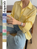 Dili Leisure Vacation Summer Striped Long Sleeves Arma Shirt Women's Winter 2025