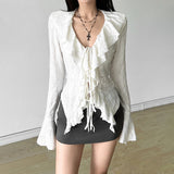Autumn 2025 New Women's Solid Color Sexy Long-Sleeved V-Neck Knitted Tweed Jacket 68HZ