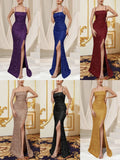 New Women's High-Waisted Sexy Glide Open Forked Bridesmaid Dress With Evening Dress