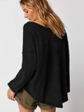V-Necked Fashion Casual Waffling Shoulder Sleeves Sweater Movement Languid Autumn And Winter Top