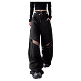 Spice Girls Black Workwear Trousers Y2k Harajuku Wind High Street Zipper Design Sensing Lai Casual Pants 68HZ