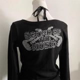 Vintage Vintage Long-Sleeved T-Shirt Girl Y2k Autumn Design Sense Niche Fashion Antique Bottom Top 68HZ