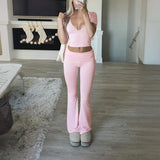 Dili 2025 Spring/Summer Y2K Casual Women's Suit Sexy V-Neck T-Shirt Micro-Tipped Pants 2 Sets Of Women's Clothing