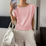 Dili Leisure Holiday Summer Solid Color Short-Sleeved Sweater Women's Clothing 2025 Autumn And Winter