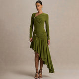 Autumn 2025 New Fashion Temperament Body-Body-In-Scuffed And Sexy Folding Folding Irregular Bag-Groom Dress