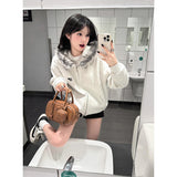 Vintage Woolen Zipper Hoodie Women Y2K Autumn And Winter New Couple Coat Plus Velvet Jacket Tide 68HZ