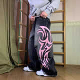 Vibe Printed Jeans Men And Women's High Street Design Sense Drag Trousers 68HZ