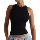 Dili 2025 Spring And Summer Leisure Y2K Solid Color Sexy Thread Outside Wearing Bottom Collar Collar Vest Women's Clothing
