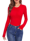 2025 Lady Long-Sleeved Round Collar T-Shirt Sexy Autumn Basic Top T-Shirt