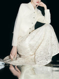 Spring 2026 New Temperament White Fragrant Coat Women Wear A Long Season Wearing A Collar Short Top