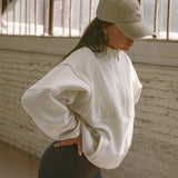 Autumn And Winter Yoga Clothes Women's Sports Half-Zip-On T-Shirts Loose Long-Sleeved Sweater Street Women's Clothing 68HZ