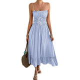 Dili 2025 Spring And Summer A Skirt Leisure Holiday Lace Splicing High-Waisted Sling Dress Woman
