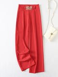 2025 New Solid Color Micro-Slung High Waist Lanky Trousers Slacks Wide Leg Pants Trousers Women