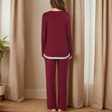 Women's Sets Of Long-Sleeved Trousers Home Pajamas Lace Spliced Home Clothes Pajamas Set