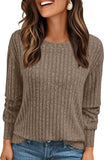 2025 Women's Simple Commuter T-Shirt Women's Pit Round Neck Long-Sleeved Top