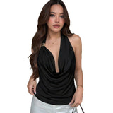 2026 Spring New Fashion Sexy Bare Back Small Vest Hanging Neck Solid Color Women's T-Shirt Top