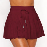Hot Sales Sweet Fresh Fresh Solid Color Lace Mesh Splicing Skirts Anti-Walking Light Belt Seat Pants Skirt