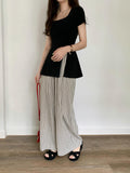 French Cotton Black Short-Sleeved T-Shirt Summer New Unique And Beautiful Waist Open Fork Thin Top Lady
