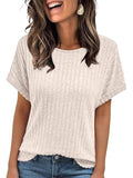 2025 Summer New Explosion Solid Color Collar Pit Casual Short-Sleeved T-Shirt Girl
