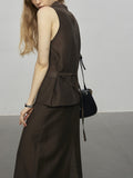 Half-High Collar Sleeveless Topless Rope Oak Waist Banana Pants Summer Female Romantic Literature And Art Dingal Aesthetic Suit