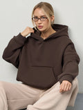 Women's Casual Casual Solid-Color Hoodie Collection Long-Sleeved Short Top Pocket Sweater 68HZ