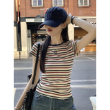 Rolling Polo Collar V-Neck Shoulder Short-Sleeved T-Shirt Girl 2025 Summer New Slim Short Solid Color Coat Tide
