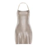 2025 Winter Christmas New Hottie Sexy Square Collar Bare Back Sleeveless Temperament Hanging Neck Dress 68HZ