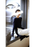 Spring New Black Long Side-Fork Knitted Sweater Dress Design Top