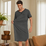 Spring And Summer Men's Home Clothes Pajamas Short-Sleeved Imitation Cotton Frame Bump Color Casual Men's Long Aja Skirt
