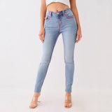 True Religion Skinny Jeans Women Y2k High Street Babes Low-Rise Pink Line Small-Footed Pants 68HZ