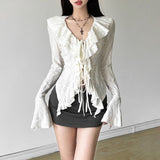 Autumn 2025 New Women's Solid Color Sexy Long-Sleeved V-Neck Knitted Tweed Jacket 68HZ