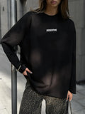 Women's Spring And Summer Loose Solid Color Oversize Round-Neck Long-Sleeved Casual T-Shirt Fashion Dress 68HZ